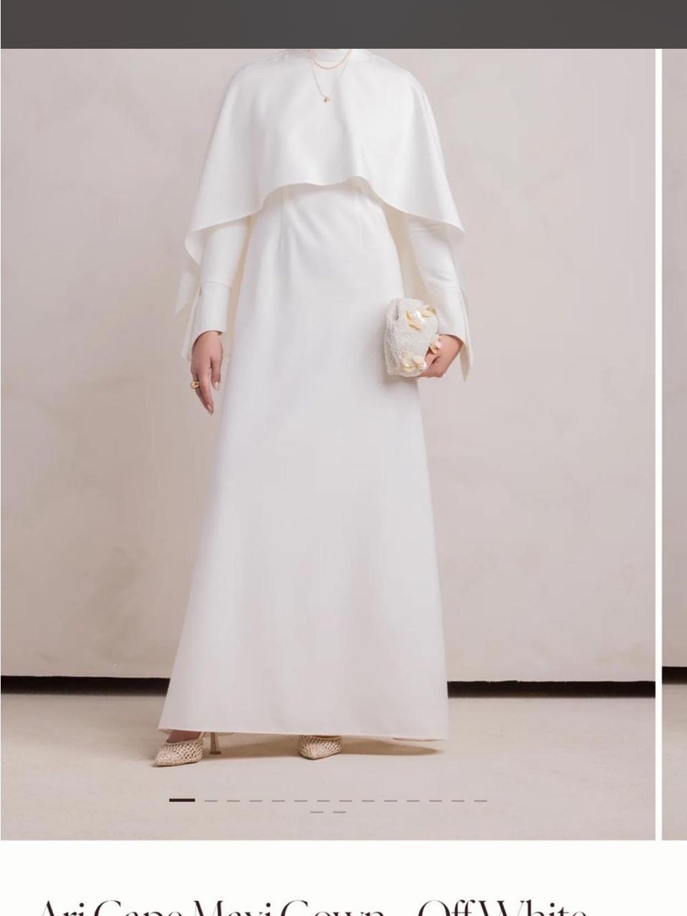 Elegant Off-White Maxi Skirt with Cape Overlay